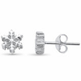 Plain Snowflake Stud Earrings 925 Sterling Silver