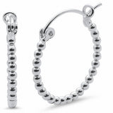 Plain Hoop Earrings Round Bead Ball 925 Sterling Silver Choose Color