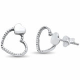 Plain Heart Stud Earrings 925 Sterling Silver