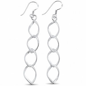 Dangling Interlocking Fishhook Plain Earrings 925 Sterling Silver Choose Color