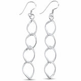 Dangling Interlocking Fishhook Plain Earrings 925 Sterling Silver Choose Color