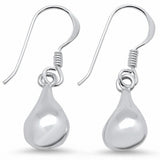 Plain Teardrop Dangling Fishhook Pear Shape Earrings 925 Sterling Silver Choose Color