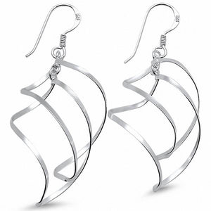 Plain Twisted Fishhook Earrings Dangling 925 Sterling Silver