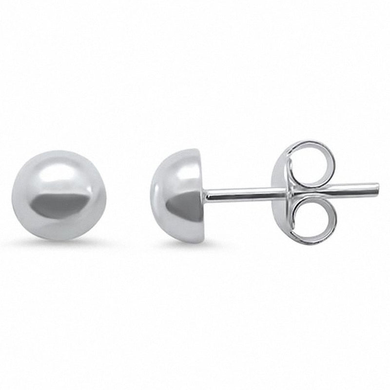 5mm Half Ball Button Stud Earrings 925 Sterling Silver