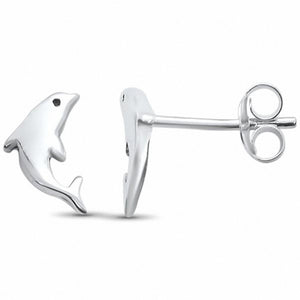 Plain Dolphin Stud Earrings 925 Sterling Silver