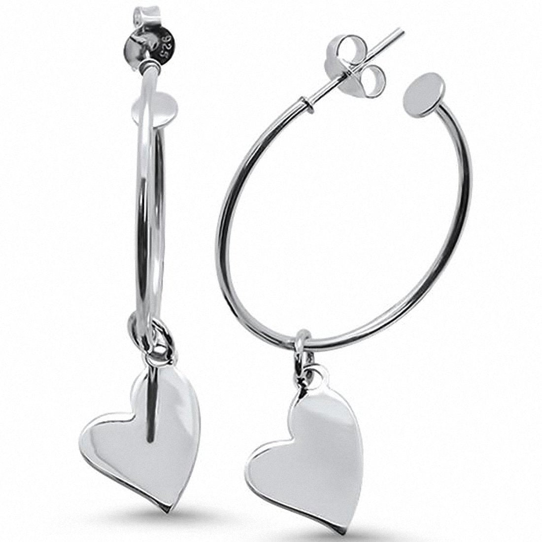 Dangling Heart Earrings Solid 925 Sterling Silver