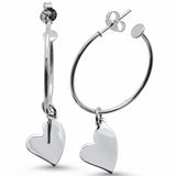 Dangling Heart Earrings Solid 925 Sterling Silver