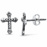 Cross Stud Earrings Solid 925 Sterling Silver Choose Color