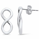 Plain Infinity Stud Earrings Solid 925 Sterling Silver