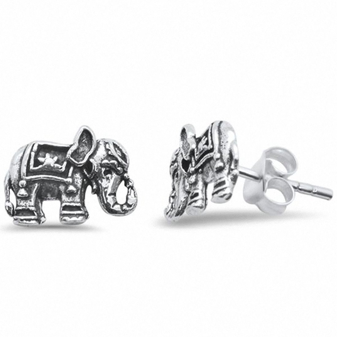Bali Elephant Stud Earrings Solid 925 Sterling Silver