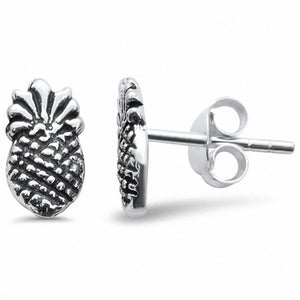 Pineapple Stud Earrings Solid 925 Sterling Silver Choose Color