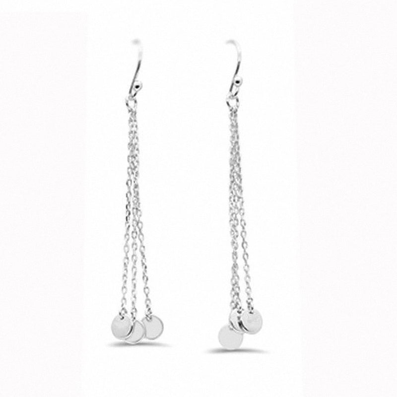 Dangling Earrings Hammered Disk Solid 925 Sterling Silver