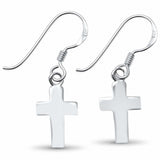 Shiny Cross Drop Dangle Earrings 925 Sterling Silver Fish Hook Choose Color