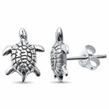 Turtle Stud Earrings 925 Sterling Silver Plain Choose Color