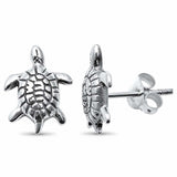 Turtle Stud Earrings 925 Sterling Silver Plain Choose Color