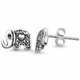 Bali Elephant Stud Earrings 925 Sterling Silver Choose Color