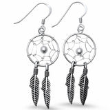 Feather Dangling Earrings 925 Sterling Silver Fish Hook