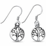Round Tree of Life Drop Dangle Earrings 925 Sterling Silver Fish Hook Choose Color