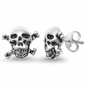 Skull Bone Stud Earrings 925 Sterling Silver