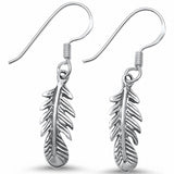Feather Drop & Dangle Earrings 925 Sterling Silver Fish Hook