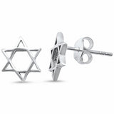 Plain Star of David Stud Earrings 925 Sterling Silver Choose Color