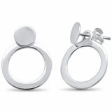 Circle O Design Detachable Dangling Earring 925 Sterling Silver Choose Color