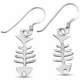 Fishhook Fish bone Earrings 925 Sterling Silver