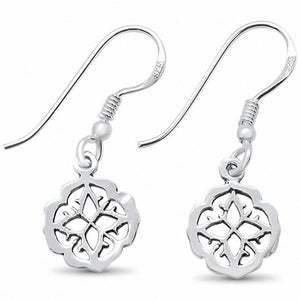 Flower Fishhook Earrings 925 Sterling Silver