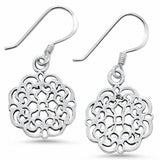 Flower Earrings Fishhook Dangle 925 Sterling Silver