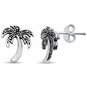 Palm Tree Stud Earrings 925 Sterling Silver