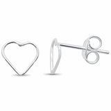 Plain Heart Stud Earrings 925 Sterling Silver Choose Color