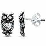 Owl Stud Earrings 925 Sterling Silver Choose Color