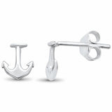 Plain Anchor Stud Earrings 925 Sterling Silver Choose Color