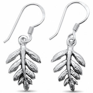 Fern Leaf Fishhook Earrings 925 Sterling Silver