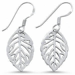 Fishhook Leaf Earrings 925 Sterling Silver