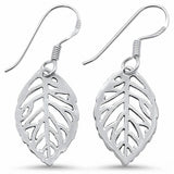 Fishhook Leaf Earrings 925 Sterling Silver