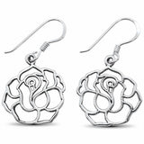 Flower Hook Earrings Solid 925 Sterling Silver Choose Color