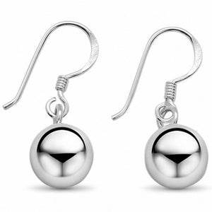 Shiny Ball Dangle Earings 925 Sterling Silver Fishhook Choose Color