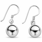 Shiny Ball Dangle Earings 925 Sterling Silver Fishhook Choose Color