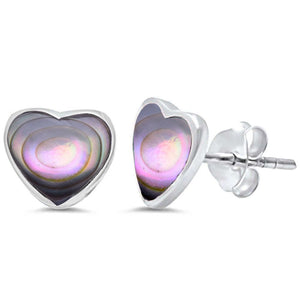Heart Stud Earrings 925 Sterling Silver Choose Color (8 mm)