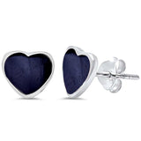 Heart Stud Earrings 925 Sterling Silver Choose Color (8 mm)