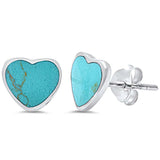 Heart Stud Earrings 925 Sterling Silver Choose Color (8 mm)