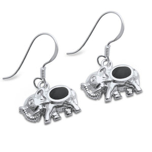 Dangling Elephant Earrings Fish-Hook 925 Sterling Silver Choose Color Elephant Earring - Blue Apple Jewelry