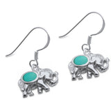 Dangling Elephant Earrings Fish-Hook 925 Sterling Silver Choose Color Elephant Earring - Blue Apple Jewelry