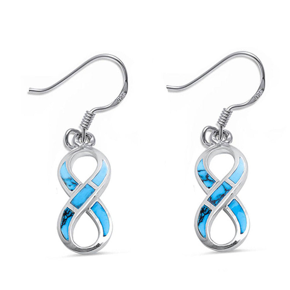 31mm Infinity Dangle Earring 925 Sterling Silver Crisscross Infinity Drop fish hook Earrings Choose Color - Blue Apple Jewelry