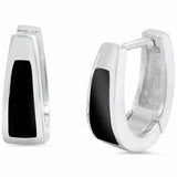 12mm Huggie Earrings Hoop Simulated Rainbow Abalone 925 Sterling Silver