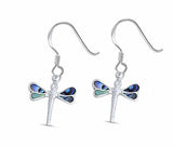 Plain Fishhook Dragonfly Earrings 925 Sterling Silver