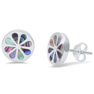 10mm Round Flower Earring 925 Sterling Silver Flower Stud Earrings Choose Color - Blue Apple Jewelry