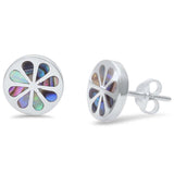 10mm Round Flower Earring 925 Sterling Silver Flower Stud Earrings Choose Color