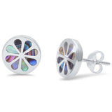 10mm Round Flower Earring 925 Sterling Silver Flower Stud Earrings
